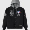 OVO x MLB Toronto Blue Jays Black Insulated Twill Bomber Jacket front view