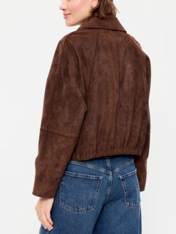 Old Navy Brown Suede Harrington Jacket Back