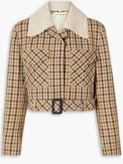 Only Murders In The Building Selena Gomez S03 Plaid Cotton Jacket front view