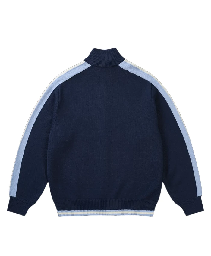 Order Now Palace Easy Funnel Knit Navy Fleece Bomber Jacket back view