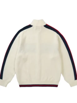 Order Now Palace Easy Funnel Knit White Fleece Bomber Jacket back view