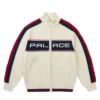 Order Now Palace Easy Funnel Knit White Fleece Bomber Jacket front view