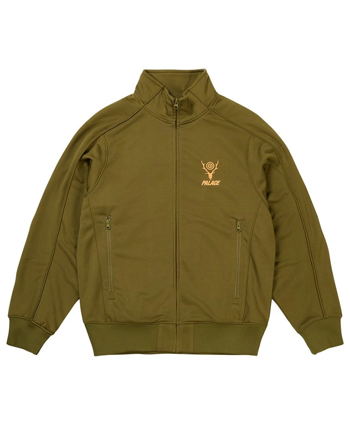 Order Palace x South2 West8 Fleece Olive Green Track Jacket front view
