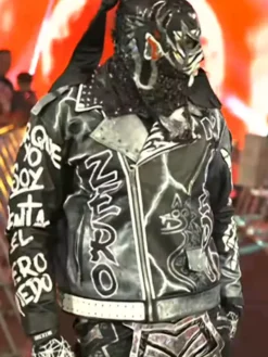 PENTA Zero Miedo WWE SummerSlam 2026 Black Biker Leather Jacket front view