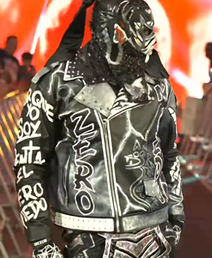 PENTA Zero Miedo WWE SummerSlam 2026 Black Biker Leather Jacket front view