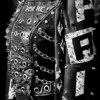 Paige Black Genuine Leather Studded Jacket featuring classic collar and zipper closure