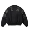 Palace Polartec Legacy Embroidered Wool Black Varsity Jacket back view