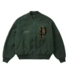 Palace Polartec Legacy Embroidered Wool Racey Green Varsity Jacket front view
