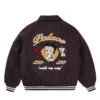 Palace x Betty Boop Xo Xo Walk My Way Brown Wool Varsity Jacket back view