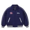 Palace x Betty Boop Xo Xo Walk My Way Wool Navy Blue Varsity Jacket front view