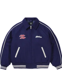 Palace x Betty Boop Xo Xo Walk My Way Wool Navy Blue Varsity Jacket front view