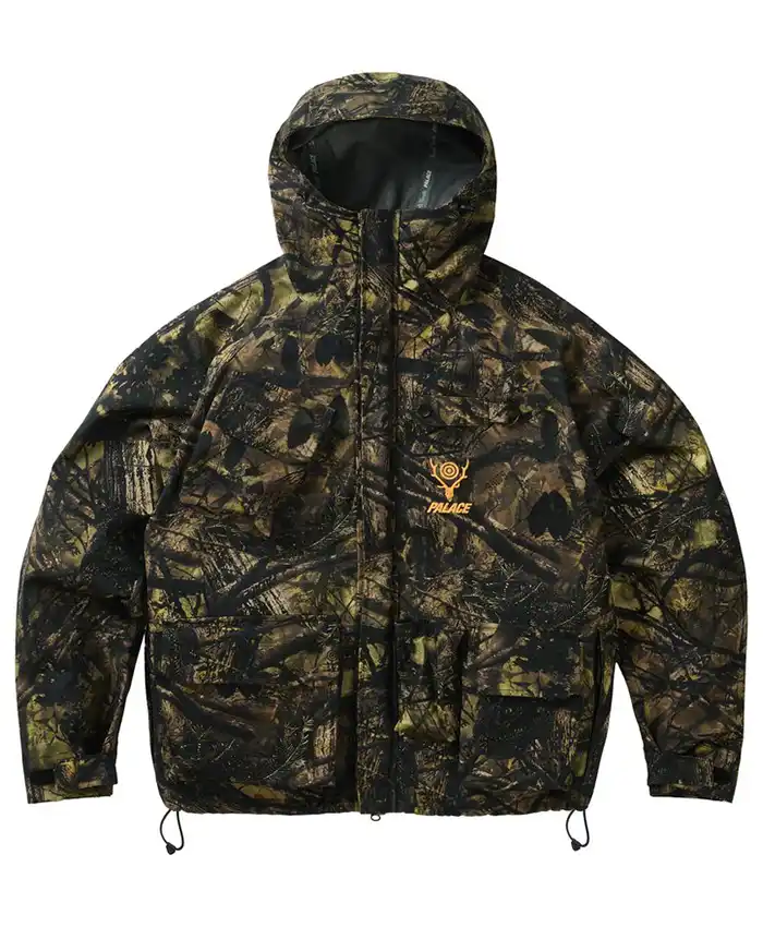 Palace x South2 West8 Olive Camoflauge Hooded River Trek Jacket front view