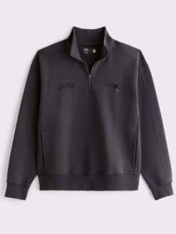 Patriots Abercrombie Fitch Black Fleece Half-Zip Top Jacket