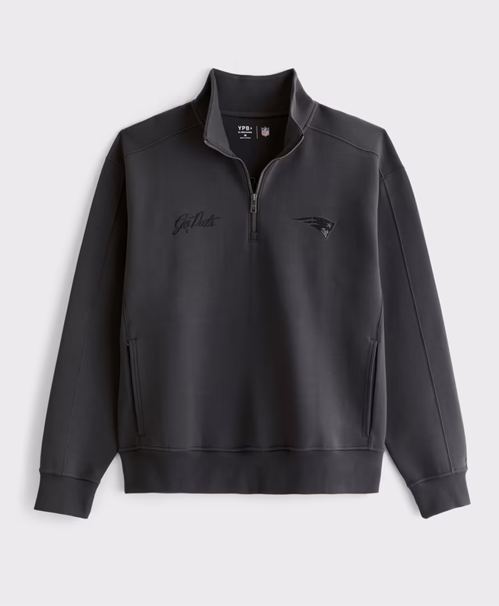 Patriots Abercrombie Fitch Black Fleece Half-Zip Top Jacket