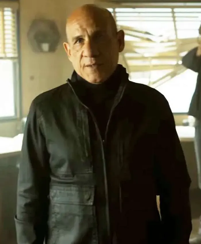 Paul Ben-Victor TV-Series Lanterns 2026 Antaan Black Leather Jacket front view