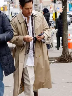 Paul Rudd Only Murders in the Building S03 Beige Cotton Coat front view