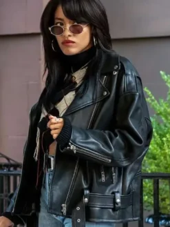Paulina Singer Power Book III Raising Kanan S02 Black Biker Leather Jacket front view