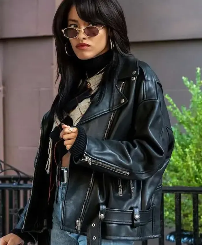 Paulina Singer Power Book III Raising Kanan S02 Black Biker Leather Jacket front view