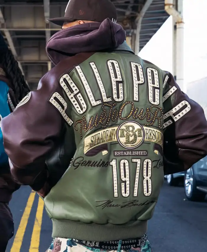 Pelle Pelle Fall 2026 True To Our Roots Green And Brown Bomber Leather Jacket back view