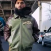 Pelle Pelle Fall 2026 True To Our Roots Green And Brown Bomber Leather Jacket front view