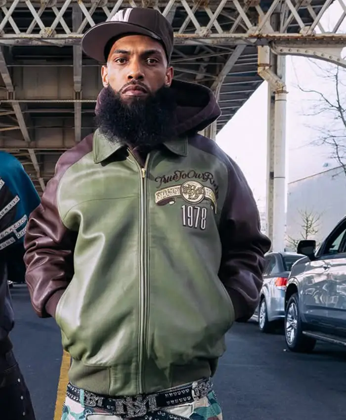 Pelle Pelle Fall 2026 True To Our Roots Green And Brown Bomber Leather Jacket front view