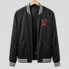 Pete Davidson Tommy Karate Tommy Pitera Halloween Black Satin Okinawa Bomber Jacket front view