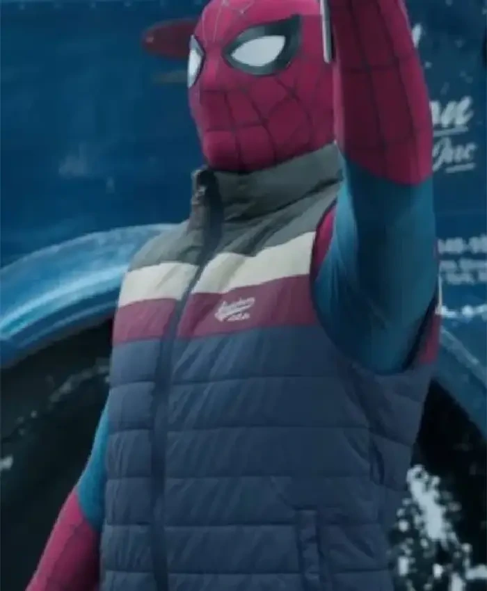 Peter Parker Spider-Man Brand New Day 2026 Blue Puffer Vest front view
