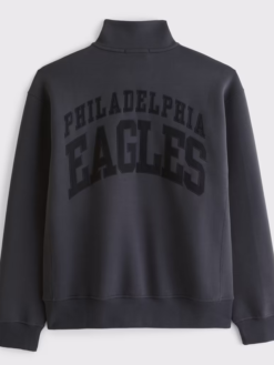 Philadelphia Eagles Abercrombie Fitch Black Fleece Half-Zip Top Jacket Back