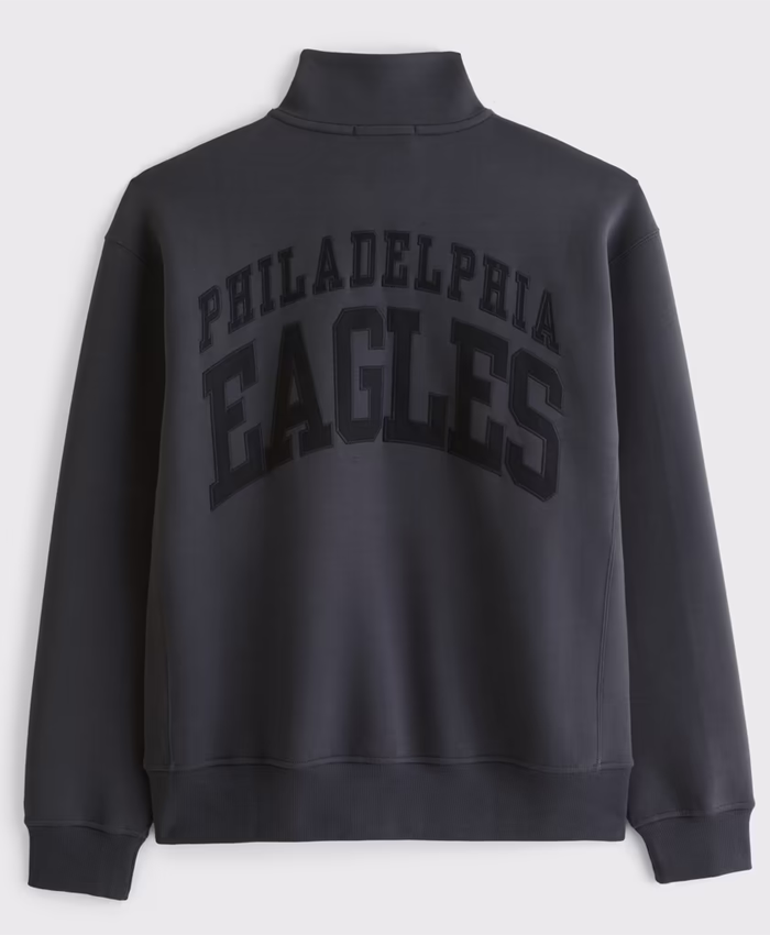Philadelphia Eagles Abercrombie Fitch Black Fleece Half-Zip Top Jacket Back