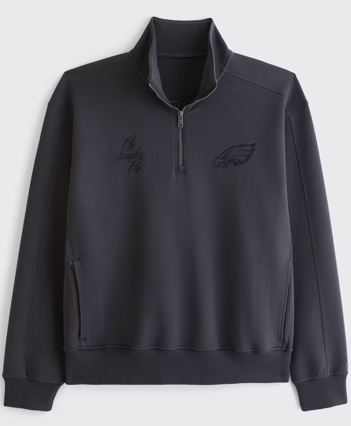 Philadelphia Eagles Abercrombie Fitch Black Half-Zip Top Jacket