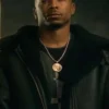 Power Book III Raising Kanan Malcolm M. Mays Black Leather Shearling Jacket front view