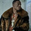 Power Book III Raising Kanan S03 Joey Bada$$ Brown Fur Bomber Jacket front view