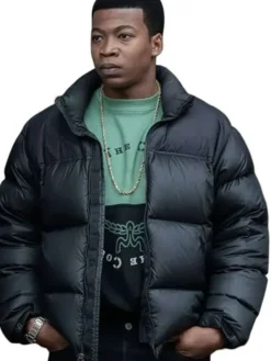 Power Book III Raising Kanan S05 Mekai Curtis Black Puffer Jacket front view