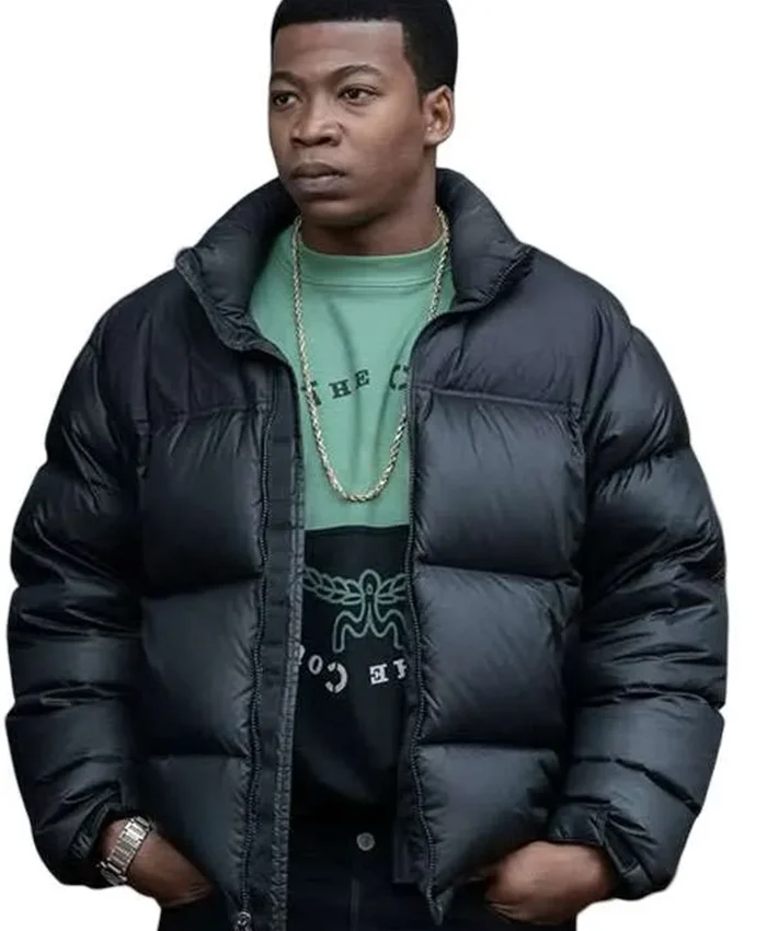 Power Book III Raising Kanan S05 Mekai Curtis Black Puffer Jacket front view
