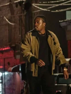 Power Book III Raising Kanan S05 Shameik Moore Brown Suede Bomber Jacket front view
