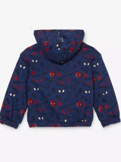 Reversible Spider Man hooded jacket for toddlers with colorful superhero detailing