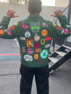 Robert Downey Jr. Avengers Endgame Encore Tony Stark Green Cotton Patchwork Jacket back view