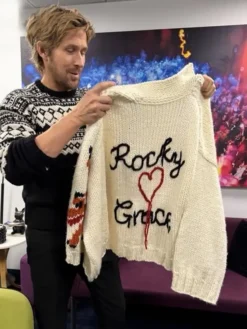 Ryland Grace Project Hail Mary 2026 Ryan Gosling Cream Fox knit Cardigan Jacket