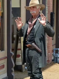 Samuel Pack Elliott Yellowstone Origin 1883 Captain Shea Brennan Wool Black Coat