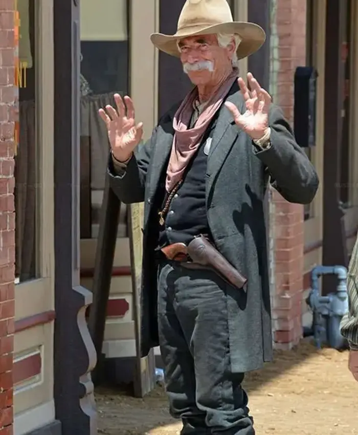 Samuel Pack Elliott Yellowstone Origin 1883 Captain Shea Brennan Wool Black Coat