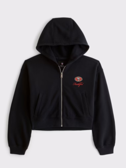San Francisco Abercrombie Fitch Black Full-Zip Hooded Jacket