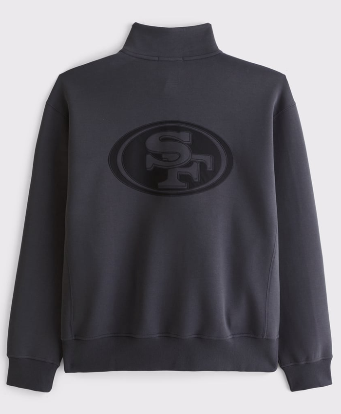 San Francisco Logo Abercrombie Fitch Black Half-Zip Top Jacket Back
