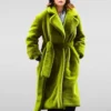 Selena Gomez Only Murders In The Building S03 Green Fur Long Coat front view
