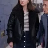 Selena Gomez Only Murders In The Building S04 Black Shearling Jacket front view