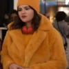 Selena Gomez Only Murders In The Building S04 Mabel Mora Yellow Fur Jacket front view