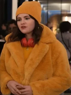 Selena Gomez Only Murders In The Building S04 Mabel Mora Yellow Fur Jacket front view