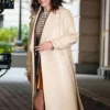 Selena Gomez Only Murders in the Building 2025 Beige Leather Coat side view