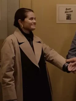 Selena Gomez Only Murders in the Building S03 Brown And Black Cotton Coat front view