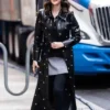 Selena Gomez Only Murders in the Building S05 Black Studded Coat front view