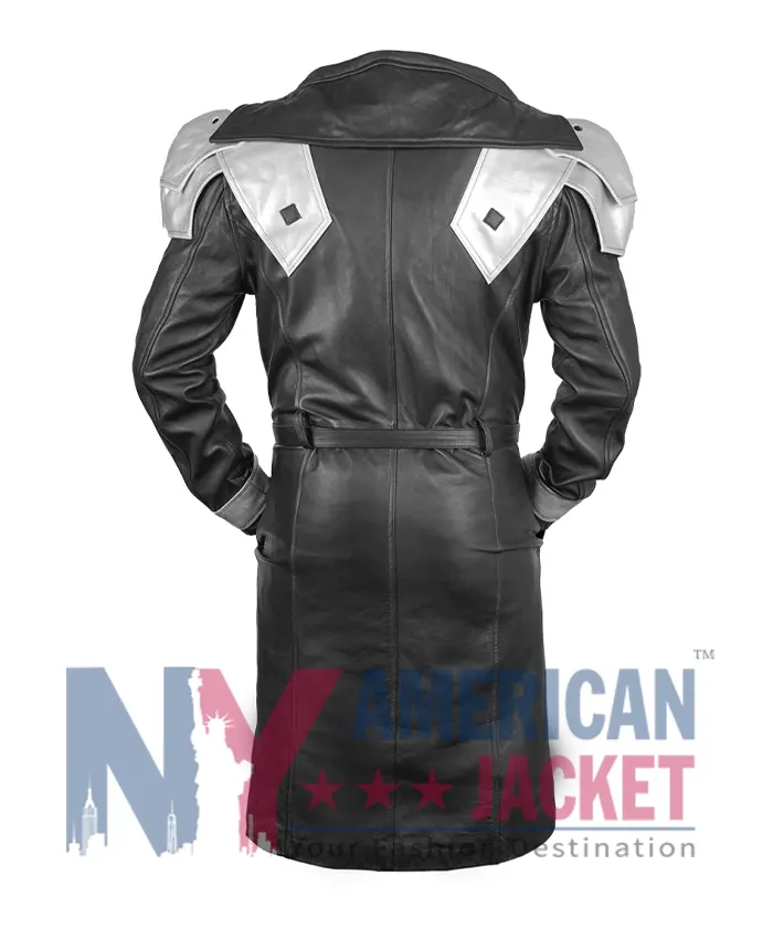 Sephiroth Final Fantasy VII Remake Black Leather Long Coat Back